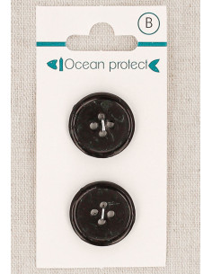 Kaart met 2 zwarte knopen 20 mm 4 gaten - Gerolde rand