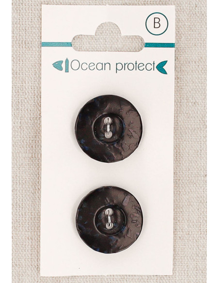Kaart met 2 zwarte knopen 20 mm 2 gaten - Rand