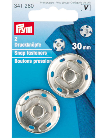 Drukknopen om te naaien 30 mm - Zilver
