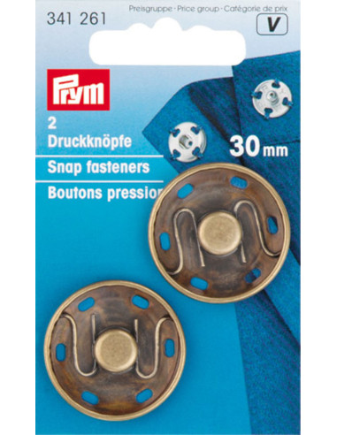 Drukknopen om te naaien 30 mm - Brons
