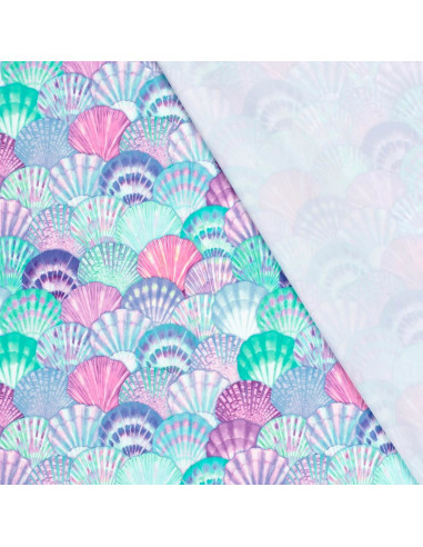 Lycra badpakstof - Blauwe schelp