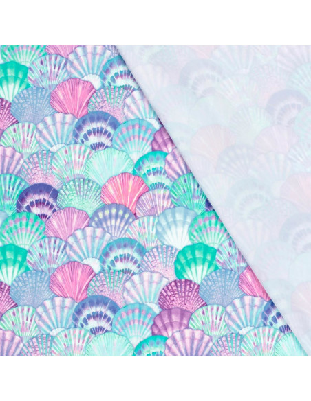 Lycra badpakstof - Blauwe schelp
