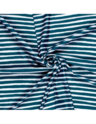 Lycra badpakstof - Blauwgroene strepen