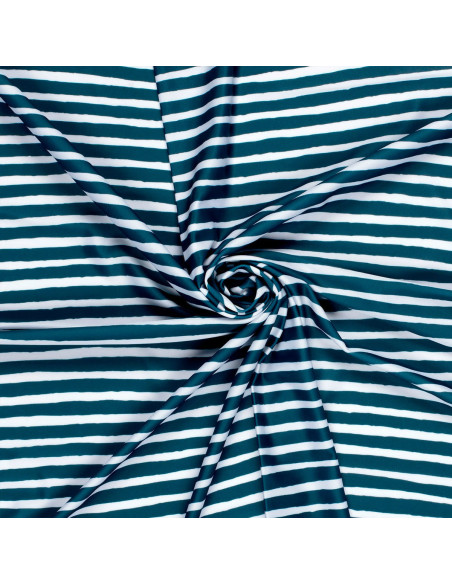 Lycra badpakstof - Blauwgroene strepen