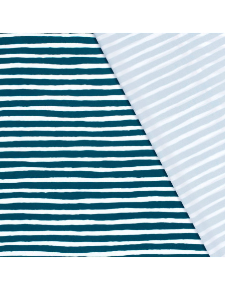 Lycra badpakstof - Blauwgroene strepen