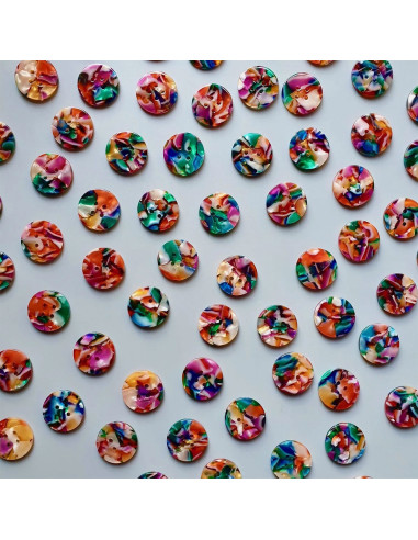 Pakket van 10 knopen in biohars 20 mm 4 gaten - Kaleidoscope