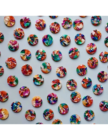 Pakket van 10 knopen in biohars 20 mm 4 gaten - Kaleidoscope