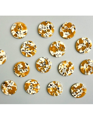 Kaart met 6 knopen van biohars 25 mm 4 gaten - Savanna
