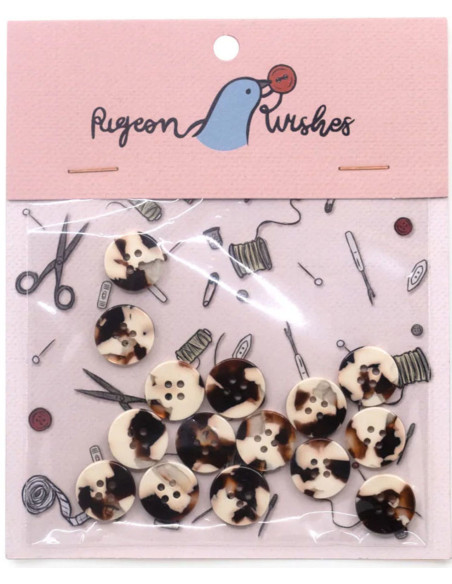 Pakket van 15 knopen in biohars 15 mm 4 gaten - Wuthering