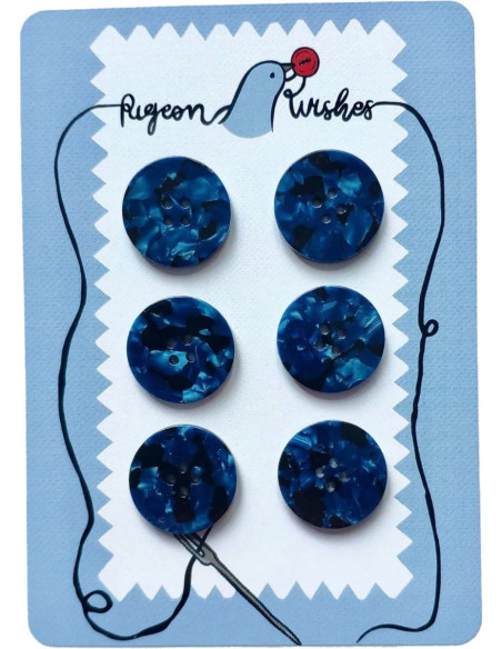Kaart met 6 knopen van biohars 25 mm 4 gaten - Nightshade