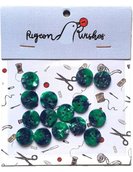 Pakket van 15 knopen in biohars 15 mm 4 gaten - Wicked