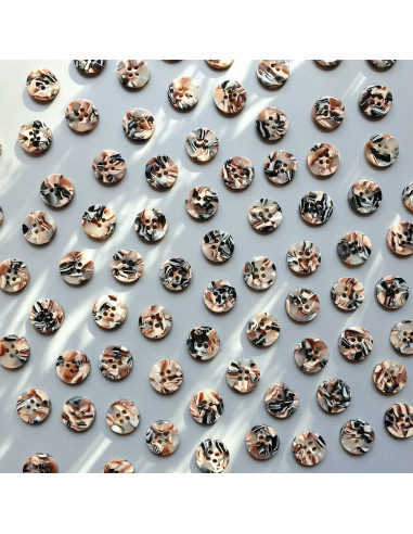 Pakket van 15 knopen in biohars 15 mm 4 gaten - Graniet