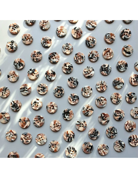 Pakket van 15 knopen in biohars 15 mm 4 gaten - Graniet