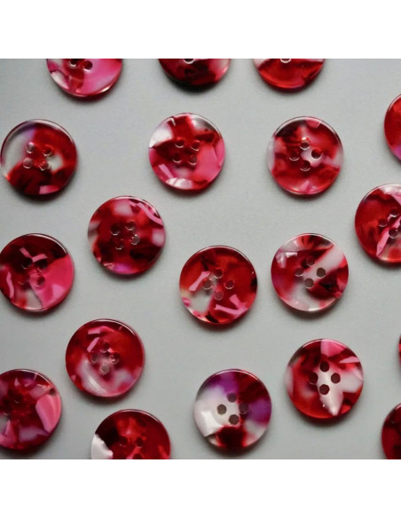 Pakket van 15 knopen in biohars 15 mm 4 gaten - Cherry Bomb