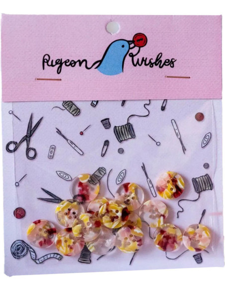 Pakket van 15 knopen in biohars 15 mm 4 gaten - Whimsical