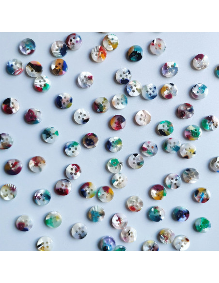 Pakket van 15 knopen in biohars 10 mm 4 gaten - Painterly