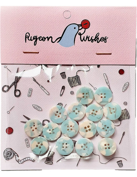 Pakket van 15 knopen in biohars 15 mm 4 gaten - Bliss