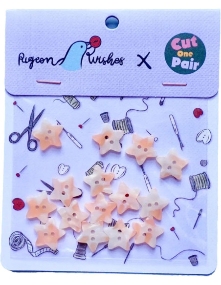 Pakket van 15 knopen in biohars 17 mm 2 gaten - Stardust
