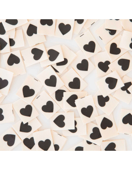 Set van 8 geweven labels - Zwart hart