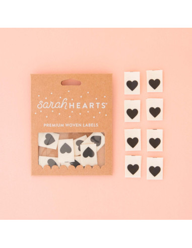 Set van 8 geweven labels - Zwart hart