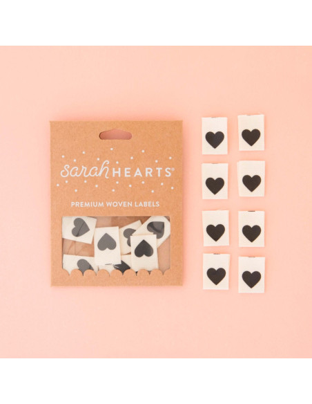 Set van 8 geweven labels - Zwart hart