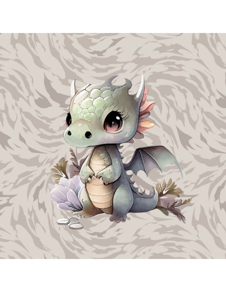 Lichte sweaterstof paneel 40 cm x 50 cm - Draak