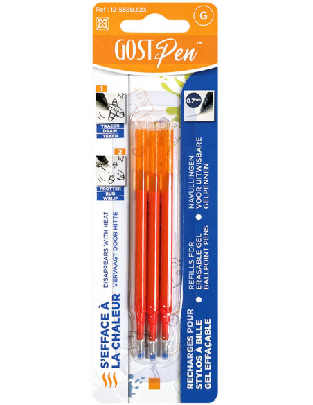 Set van 3 navullingen voor uitwisbare warmtepennen - Oranje