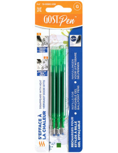 Set van 3 navullingen voor uitwisbare warmtesensitive balpennen - Groen