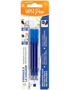 Set van 3 navullingen voor uitwisbare warmtegevoelige balpennen - Marineblauw
