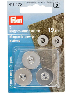 Set van 3 magnetische knopen om te naaien - Zilver