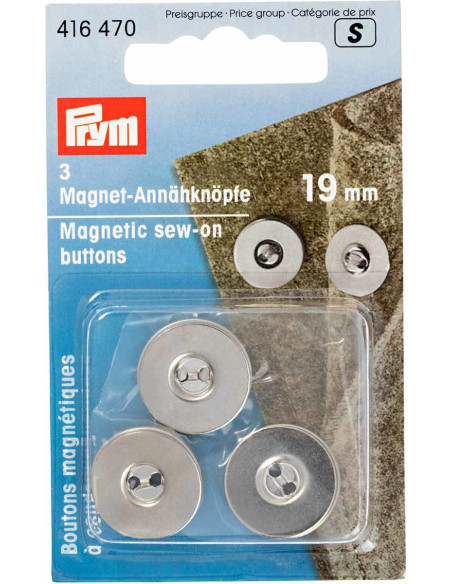 Set van 3 magnetische knopen om te naaien - Zilver