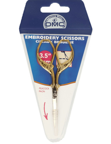 Gouden pauw borduurschaar DMC 9 cm