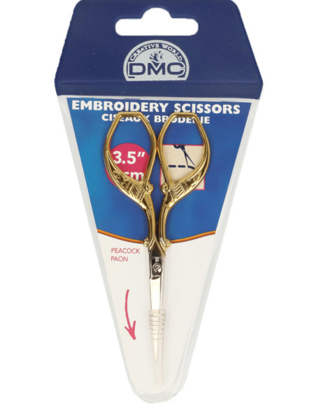 Gouden pauw borduurschaar DMC 9 cm