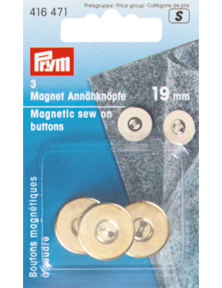 Set van 3 magnetische knopen om te naaien - Goud