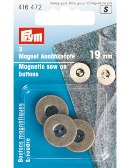 Set van 3 magnetische knopen om aan te naaien - Brons