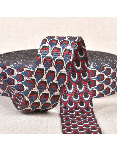 Pauwenmotief riem - Eendblauw