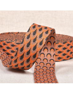 Pauwenmotief riem - Oranje