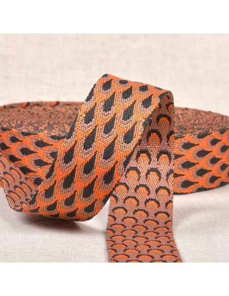 Pauwenmotief riem - Oranje
