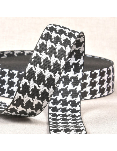 Houndstooth riem - Zwart