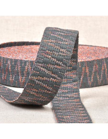 Etnische riem - Fantasie grijs en oranje