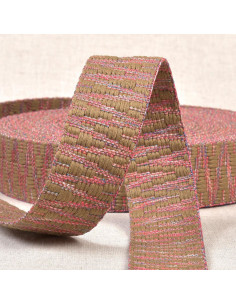 Etnische riem - Beige en roze fantasie
