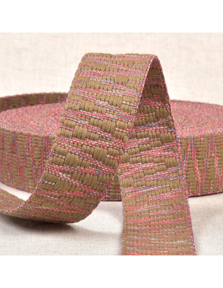 Etnische riem - Beige en roze fantasie