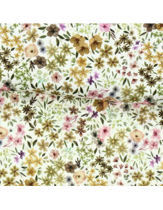 Fantasie viscose stof - Romane natuurlijk en lila