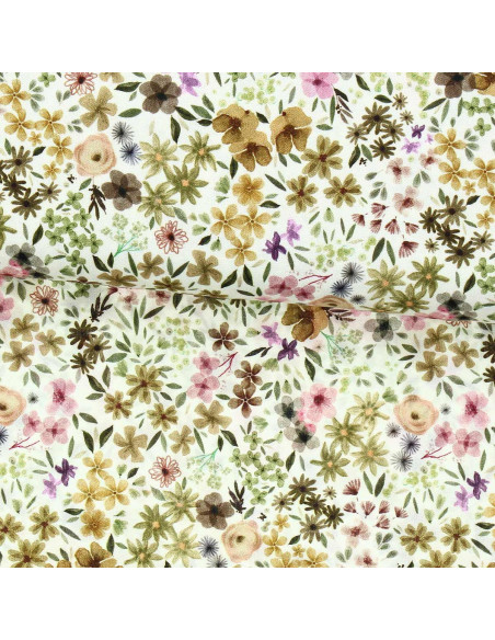 Fantasie viscose stof - Romane natuurlijk en lila