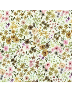 Fantasie viscose stof - Romane natuurlijk en lila 2