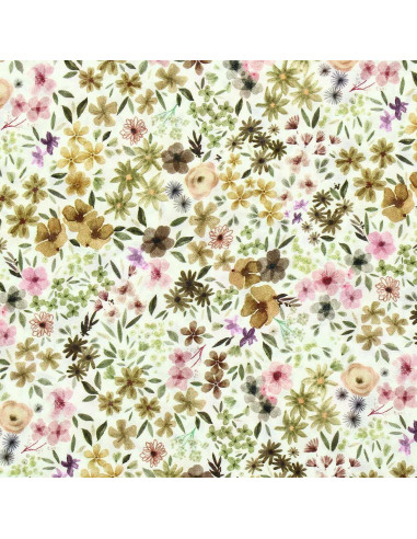 Fantasie viscose stof - Romane natuurlijk en lila
