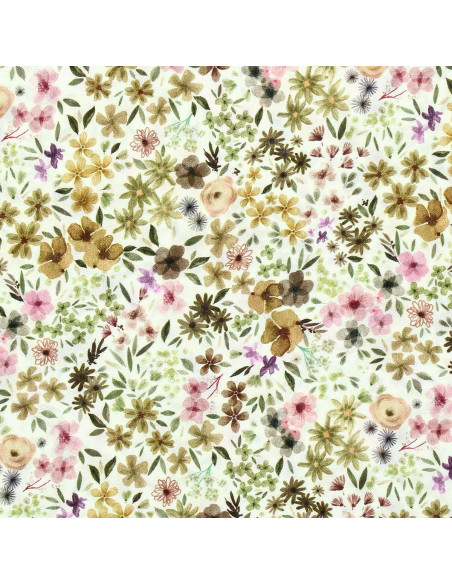 Fantasie viscose stof - Romane natuurlijk en lila