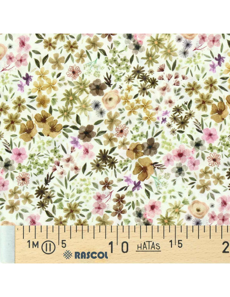 Fantasie viscose stof - Romane natuurlijk en lila