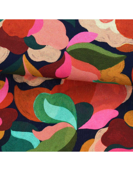 Fantasie viscose stof - Abigael zwart en multicolor