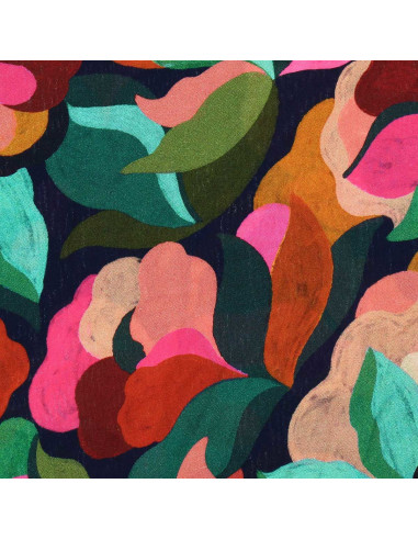 Fantasie viscose stof - Abigael zwart en multicolor